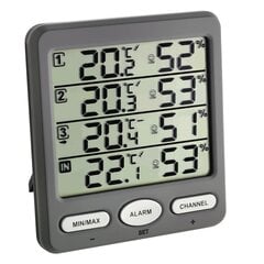 Беспроводной термометр-гигрометр с 3 беспроводными станциями TFA 30-3054-10 цена и информация | Метеорологические станции, термометры | pigu.lt