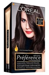 Стойкая краска для волос L'Oreal Paris Preference, 3.12 Dark Brown цена и информация | Краска для волос | pigu.lt