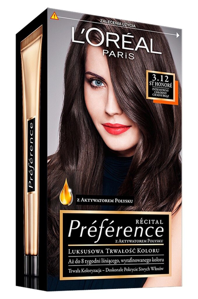 Ilgalaikiai plaukų dažai L'Oreal Paris Preference, 3.12 Dark Brown цена и информация | Plaukų dažai | pigu.lt