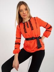 оранжевая женская деловая блуза с завязывающимся ремешком цена и информация | Женские блузки, рубашки | pigu.lt