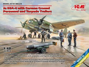 Klijuojamas Modelis ICM 48229 Ju 88A-4 with German Ground Personnel and Torpedo Trailers 1/48 kaina ir informacija | Klijuojami modeliai | pigu.lt