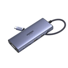 Adapteris Ugreen 50611 CM498 9in1 Type-C / HDMI 4K 3USB3.0 SD/TF AUX 3.5mm VGA kaina ir informacija | Adapteriai, USB šakotuvai | pigu.lt