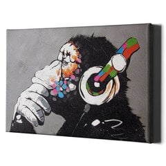 Настенный печатный холст  Banksy граффити Обезьяна в наушниках Декор интерьера - 78 х 50 см цена и информация | Репродукции, картины | pigu.lt