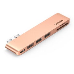 Адаптер Ugreen 80553 CM251 6in1 Thunderbolt3 SD/TF 3USB3.0 для MacBookPro/Air цена и информация | Адаптеры, USB-разветвители | pigu.lt
