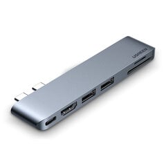 Adapteris Ugreen 80856 CM380 6in1 Type-C / Thunderbolt3 HDMI 2USB3.0 SD/TFPro/Air kaina ir informacija | Adapteriai, USB šakotuvai | pigu.lt