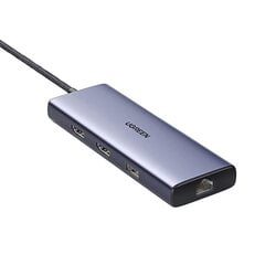 Adapteris Ugreen 90119 CM490 9in1 Type-C / PD60W 2HDMI 2USB3.0 USB2.0 SD/TF kaina ir informacija | Adapteriai, USB šakotuvai | pigu.lt