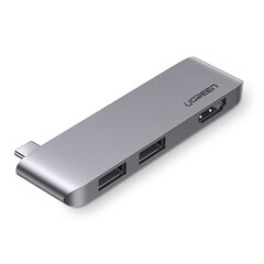 Адаптер Ugreen 60567 CM263 3in1 Type-C До 2USB3.0 HDMI для HUAWEI Mate40/P50 Samsung S20 цена и информация | Адаптеры, USB-разветвители | pigu.lt