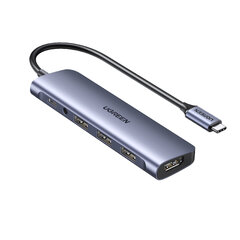 Адаптер Ugreen 80132 CM136 6in1 Type-C До PD100W AUX 3.5mm HDMI 3USB3.0 для HUAWEI Mate40/P50 Samsung S20 цена и информация | Адаптеры, USB-разветвители | pigu.lt