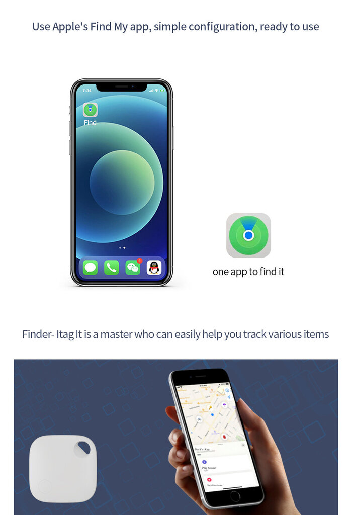 iTag sekimo įrenginys, skirtas iPhone, iPad ir iPod kaina ir informacija | Priedai telefonams | pigu.lt
