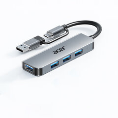Адаптер Acer HY21-14U2B-1  USB/Type-C До HUB 4USB3.0 Алюминиевый сплав цена и информация | Адаптеры, USB-разветвители | pigu.lt