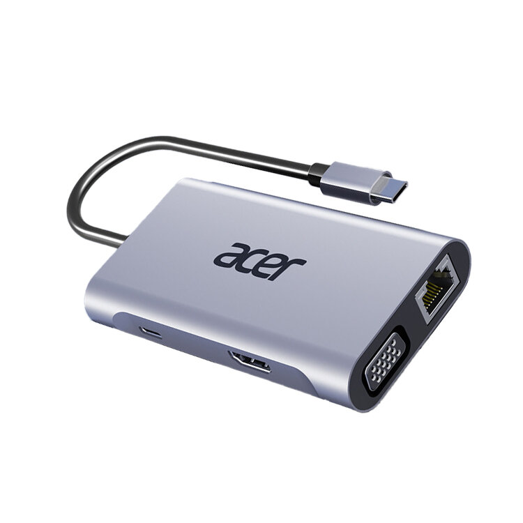 Adapteris Acer HY41-T7 7in1 Type-C / PD HDMI VGA 3USB kaina ir informacija | Adapteriai, USB šakotuvai | pigu.lt