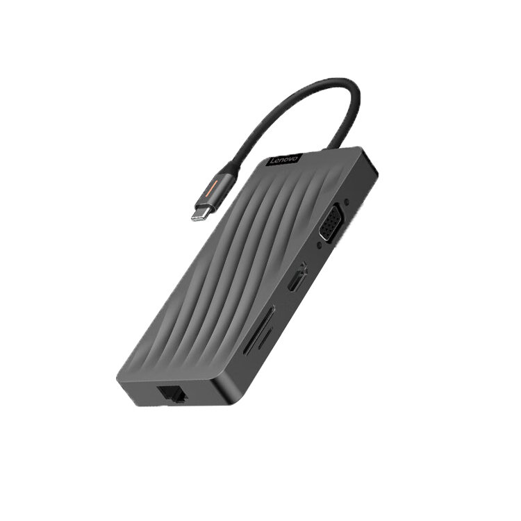 Adapteris Lenovo LX0801-U 11in1 Type-C / AUX 3.5mm PD 2USB3.0 2USB2.0 HDMI VGA SD/TF цена и информация | Adapteriai, USB šakotuvai | pigu.lt