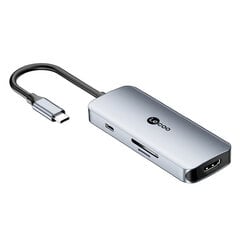 Адаптер Lecoo LKC1309H 6in1 Type-C До 2USB3.2 HDMI SD/TF Type-C для HUAWEI Mate40/P50 Samsung S20 цена и информация | Адаптеры, USB-разветвители | pigu.lt