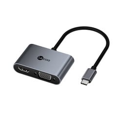 Адаптер Lecoo LKC1328H 4in1 Type-C До USB3.0 PD HDMI VGA для HUAWEI Mate40/P50 Samsung S20 цена и информация | Адаптеры, USB-разветвители | pigu.lt