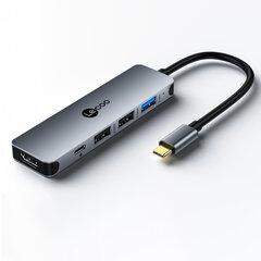 Adapteris Lecoo LKC1360 5in1 Type-C HUB USB3.0 2USB2.0 PD HDMI kaina ir informacija | Adapteriai, USB šakotuvai | pigu.lt