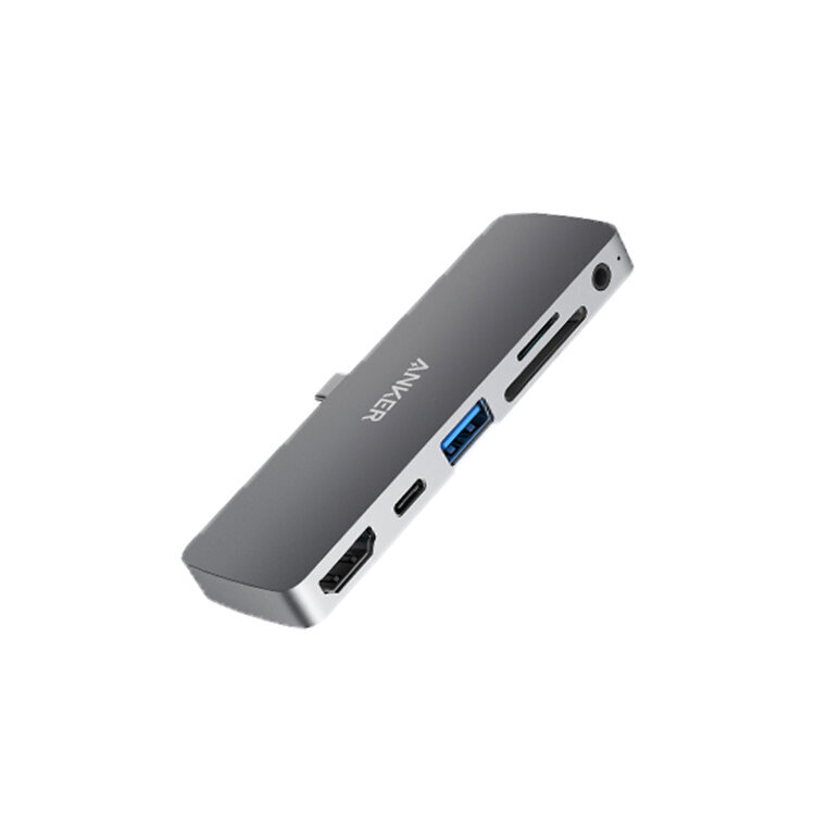 Adapteris Anker A8362 6in1 Type-C / HDMI PD60W AUX 3.5mm SD/TF kaina ir informacija | Adapteriai, USB šakotuvai | pigu.lt