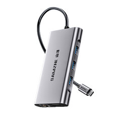 Adapteris Samzhe TC-DK 10in1 Type-C / 3USB3.0 VGA AUX 3.5mm HDMI SD/TF kaina ir informacija | Adapteriai, USB šakotuvai | pigu.lt