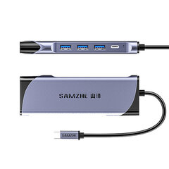 Адаптер Samzhe DK-S10 10in1 Type-C До HDMI VGA SD/TF 1000mbps PD100W 3USB3.0 для HUAWEI Mate40/P50 Samsung S20 цена и информация | Адаптеры, USB-разветвители | pigu.lt