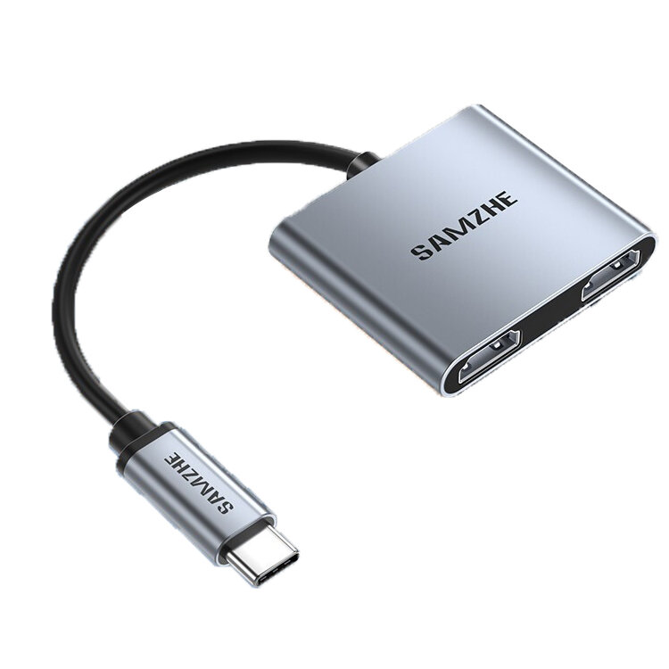 Adapteris Samzhe DK-H2 2in1 Type-C / 2HDMI kaina ir informacija | Adapteriai, USB šakotuvai | pigu.lt