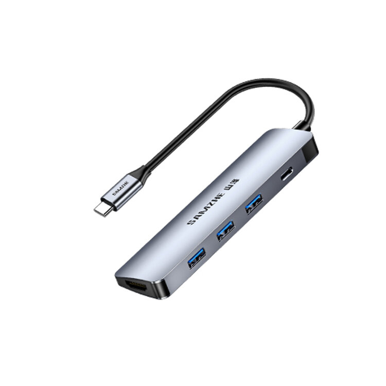 Adapteris Samzhe TC-K5 5in1 Type-C / HDMI 3USB3.0 kaina ir informacija | Adapteriai, USB šakotuvai | pigu.lt