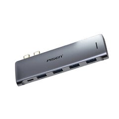 Адаптер Pisen NJ-TC21 5in1 Type-C До Thunderbolt3 4USB3.0 для MacBookPro/Air цена и информация | Адаптеры, USB-разветвители | pigu.lt