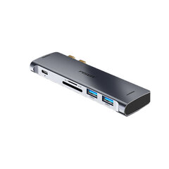 Адаптер Pisen NJ-TC22 6in1 Type-C До Thunderbolt3 2USB3.0 HDMI SD/TF для HUAWEI MacBookPro/Air цена и информация | Адаптеры, USB-разветвители | pigu.lt