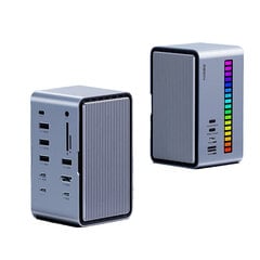 Adapteris Hagibis U100 Type-C / HDMI M.2 RGB SD/TF USB-C USB3.1 USB3.0 USB2.0 AUX 3.5mm PD kaina ir informacija | Adapteriai, USB šakotuvai | pigu.lt