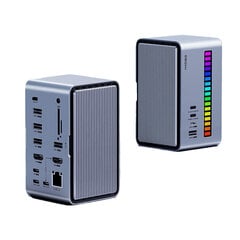 Адаптер Портативный жесткий диск Hagibis U100 Pro Type-C До 2HDMI M.2 RGB SD/TF USB-C USB3.1 USB3.0 USB2.0 AUX 3.5mm PD 1000mbps для HUAWEI Mate40/P50 Samsung S20 цена и информация | Адаптеры, USB-разветвители | pigu.lt