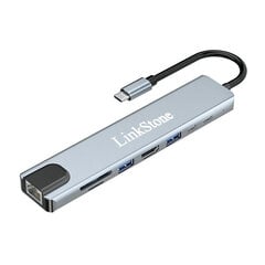 Адаптер LinkStone C330D 8in1 Type-C До 100mbps SD/TF USB3.0 USB2.0 HDMI 2Type-C для HUAWEI Mate40/P50 Samsung S20 цена и информация | Адаптеры, USB-разветвители | pigu.lt