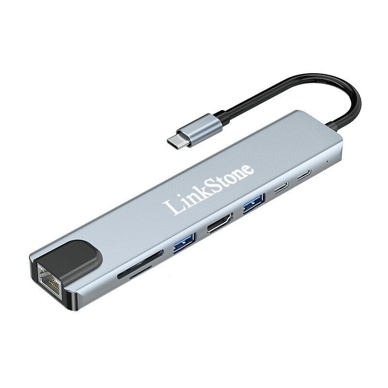 Adapteris LinkStone C330D 8in1 Type-C / SD/TF USB3.0 USB2.0 HDMI 2Type-C kaina ir informacija | Adapteriai, USB šakotuvai | pigu.lt