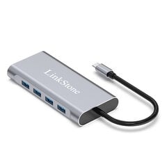 Адаптер LinkStone C330C 11in1 Type-C До 100mbps 4USB3.0 VGA HDMI SD/TF PD AUX 3.5mm для HUAWEI Mate40/P50 Samsung S20 цена и информация | Адаптеры, USB-разветвители | pigu.lt