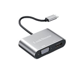 Adapteris LinkStone C318B 4in1 Type-C / PD HDMI USB3.0 VGA kaina ir informacija | Adapteriai, USB šakotuvai | pigu.lt