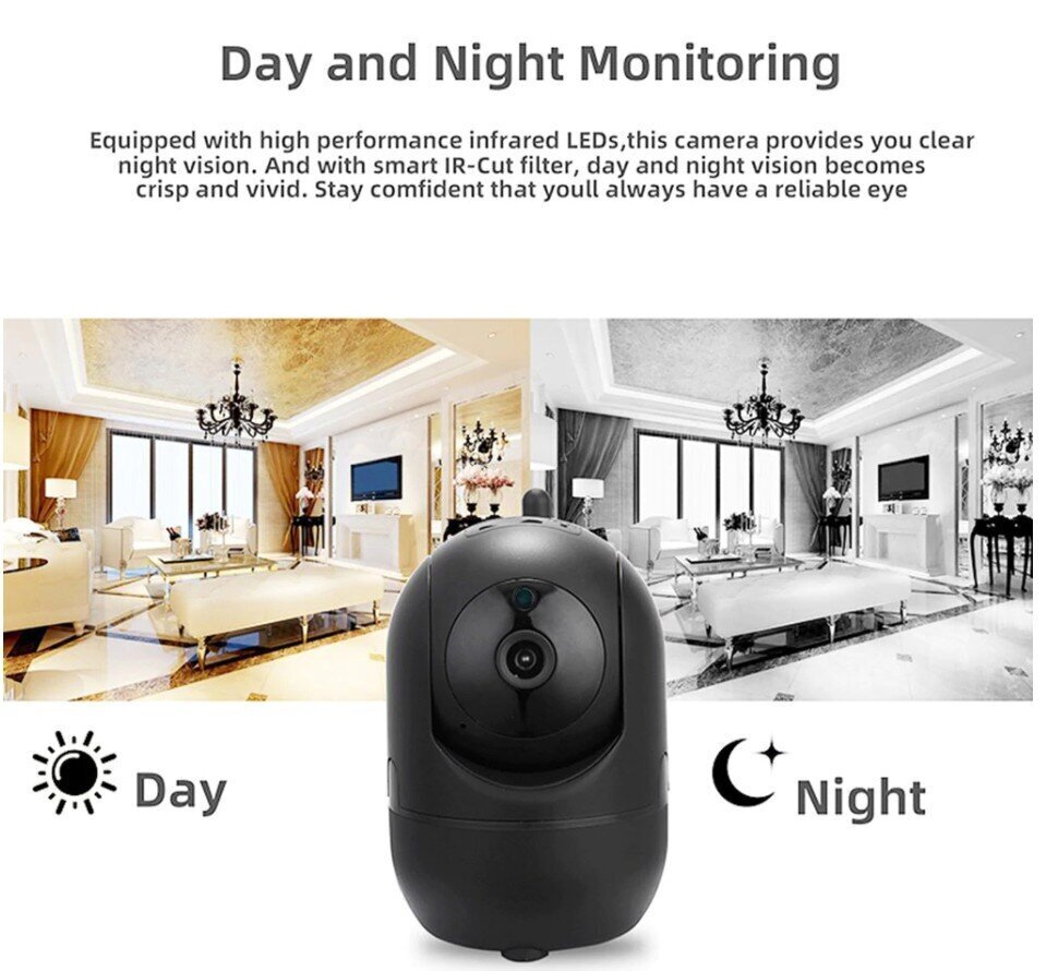 Išmani infraraudonųjų spindulių WiFi namų vaizdo stebėjimo kamera kaina ir informacija | Stebėjimo kameros | pigu.lt