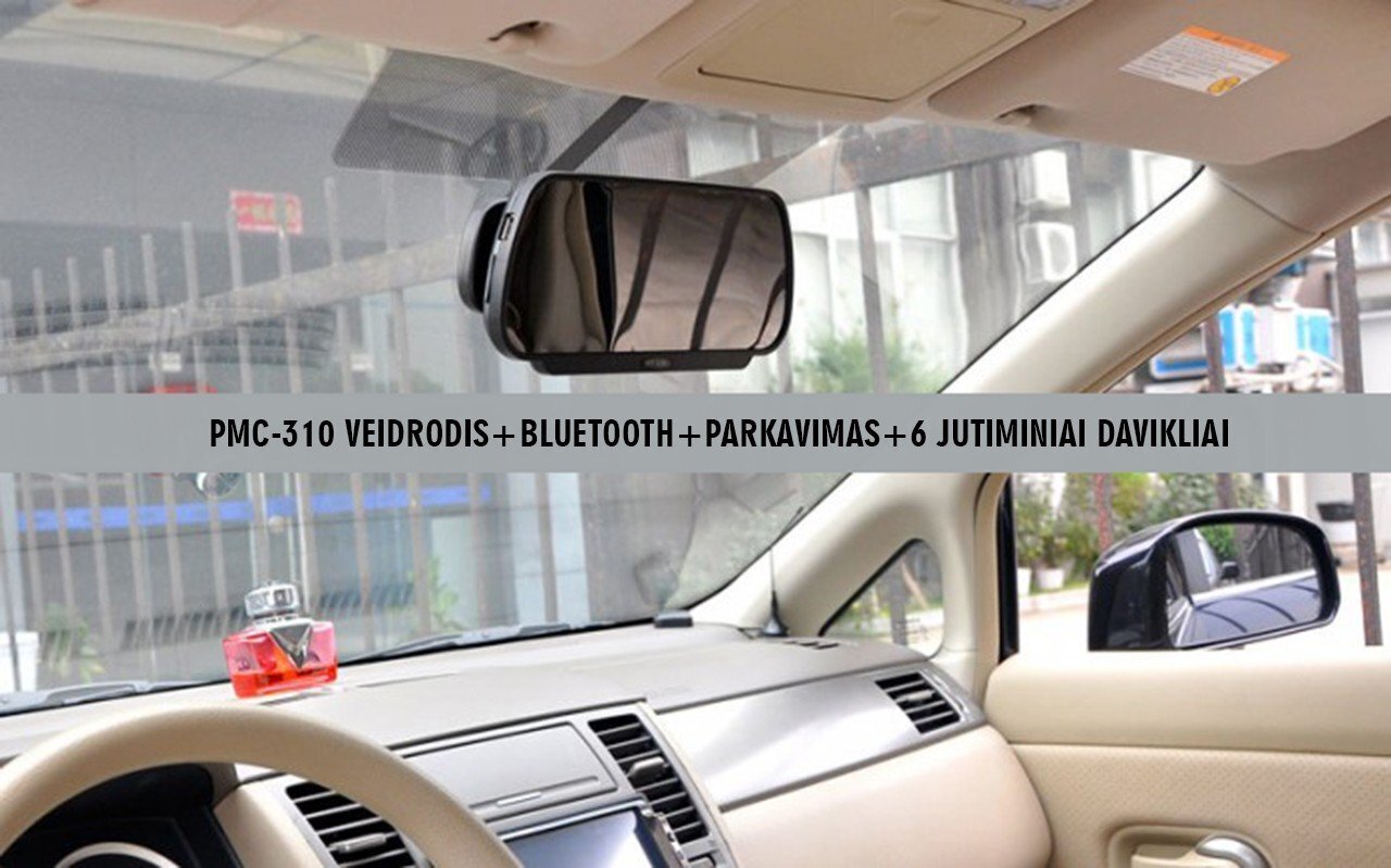 PMC-310 Parkavimo sistema veidrodyje su bluetooth, kamera kaina ir informacija | Parkavimo sistemos | pigu.lt