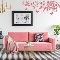Виниловая наклейка на стену розового цвета Красивый узор с бабочками Декор интерьера - 120 х 45 см цена и информация | Интерьерные наклейки | pigu.lt