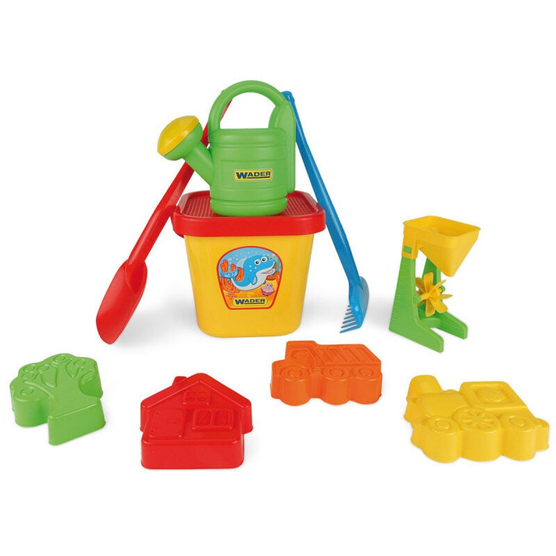 Smėlio žaislų rinkinys Wader, 9 vnt, įvairių spalvų kaina ir informacija | Vandens, smėlio ir paplūdimio žaislai | pigu.lt