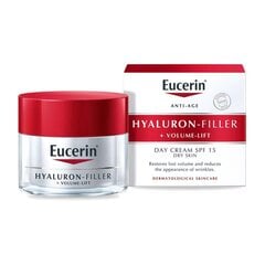 EUCERIN Hyaluron-Filler + Volume-Lift SPF 15 dieną kremas sausas oda 50 ml kaina ir informacija | Veido kremai | pigu.lt