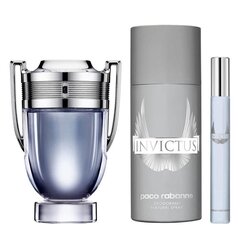 Rinkinys Paco Rabanne Invictus vyrams: tualetinis vanduo EDT, 100 ml + 10 ml + purškiamas dezodorantas, 150 ml kaina ir informacija | Kvepalai vyrams | pigu.lt