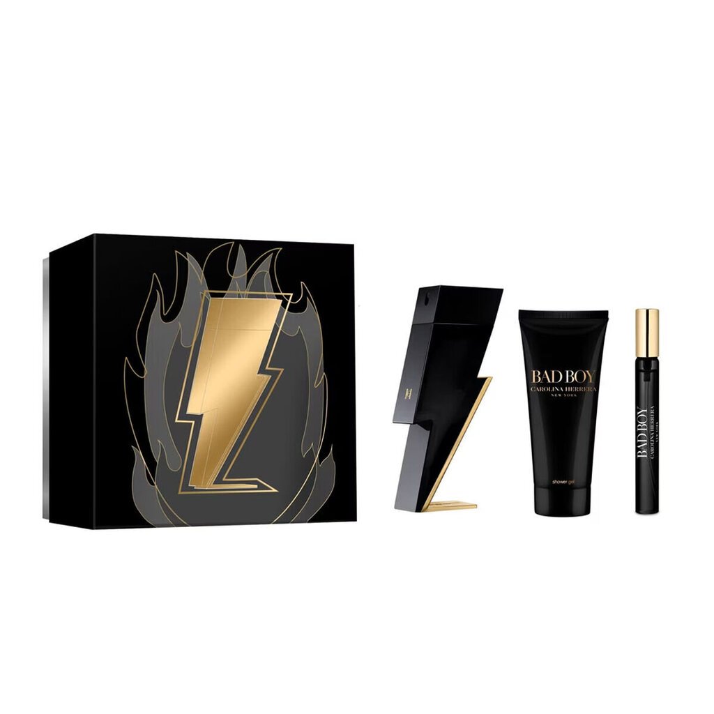 Rinkinys Carolina Herrera Bad Boy vyrams: tualetinis vanduo EDT, 100 ml + 10 ml + dušo želė, 100 ml цена и информация | Kvepalai vyrams | pigu.lt