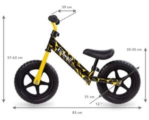 Balansinis dviratukas Kidwell Rebel, geltonas/juodas цена и информация | Балансировочные велосипеды | pigu.lt