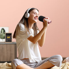 Joyroom wireless karaoke microphone with Bluetooth 5.0 speaker 1200mAh pink (JR-MC5 Pink) цена и информация | Микрофоны | pigu.lt