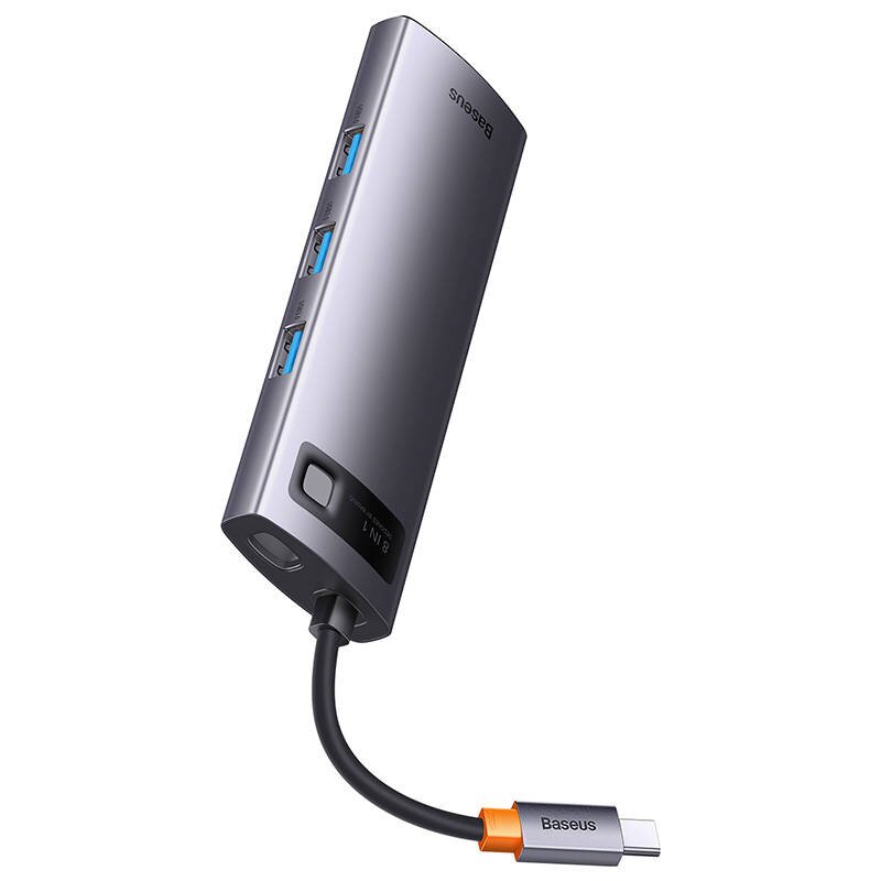 Adapteris Baseus StarJoy Metal Glam Series, USB-C HDMI + 3 x USB 3.0 + USB-C PD + RJ45 + SD kaina ir informacija | Adapteriai, USB šakotuvai | pigu.lt