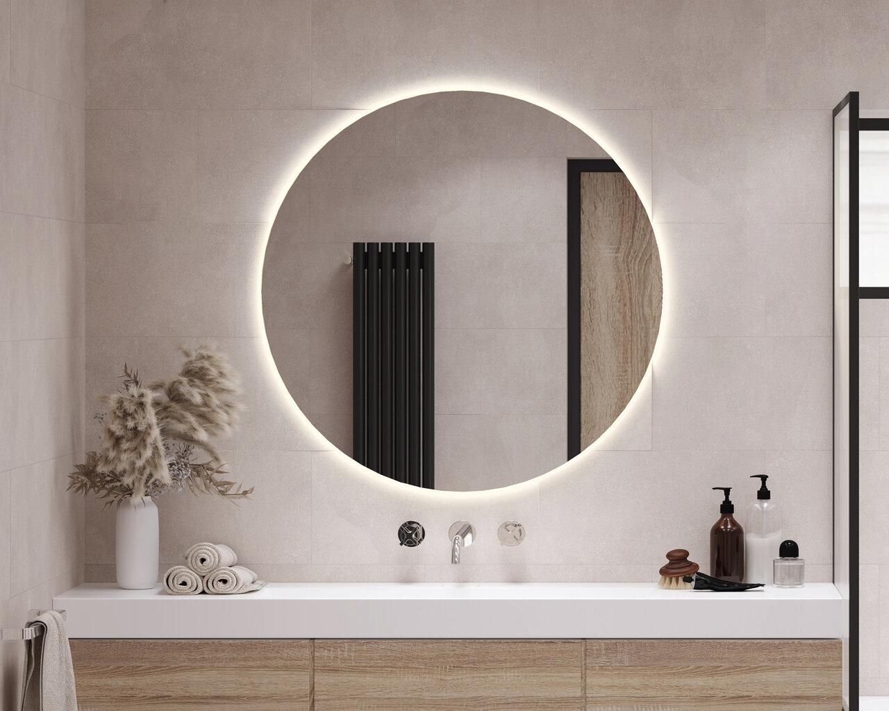 Sieninis veidrodis Tulup, Ø50 cm kaina ir informacija | Veidrodžiai | pigu.lt