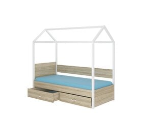 Кровать ADRK Furniture Otello 90x200 см с боковой защитой, белая/светло-коричневая цена и информация | Детские кровати | pigu.lt