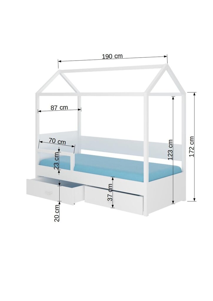 Lova ADRK Furniture Otello, 80x180 cm, balta/šviesiai ruda kaina ir informacija | Vaikiškos lovos | pigu.lt