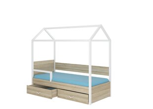 Кровать ADRK Furniture Otello 90x200 см с боковой защитой, белая/светло-коричневая цена и информация | Детские кровати | pigu.lt