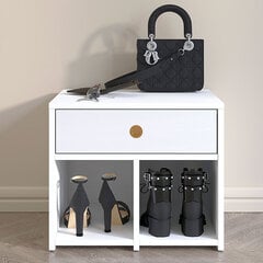 Белая тумба Dancan MIRAGE - с полками и выдвижным ящиком / высокий глянец цена и информация | Полки для обуви, банкетки | pigu.lt