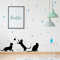 Виниловая наклейка на стену Играющие коты Стикеры с животными Декор интерьера - 100 х 35 см цена и информация | Интерьерные наклейки | pigu.lt