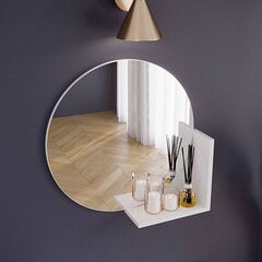 Круглое белое зеркало Skandica LUCIJA с полкой / диаметр 60 см цена и информация | Зеркала | pigu.lt