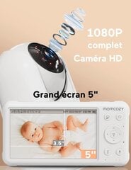 Радионяня MOMCOZY BM01, белая, 1080P, 5000 mAh, экран 5 дюймов цена и информация | Радионяни | pigu.lt